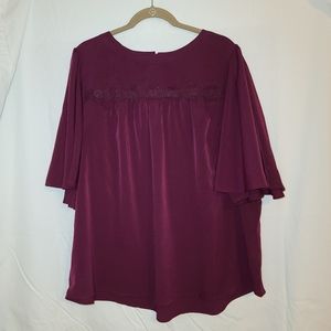 Lane Bryant Flutter Sleeve Top, Purple